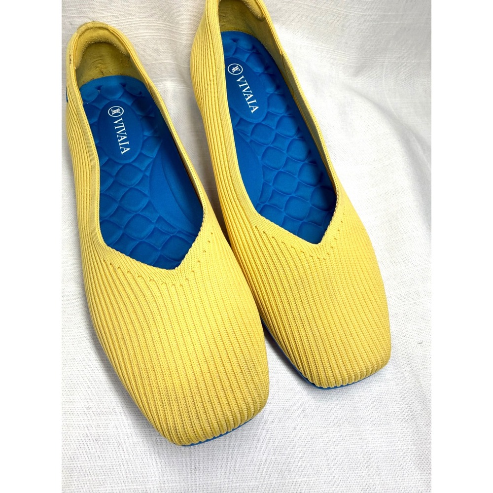 VIVAIA Margot Cloudwalker 2.0 Ballet Flat Yellow Blue Knit Washable EU38.5 US7.5